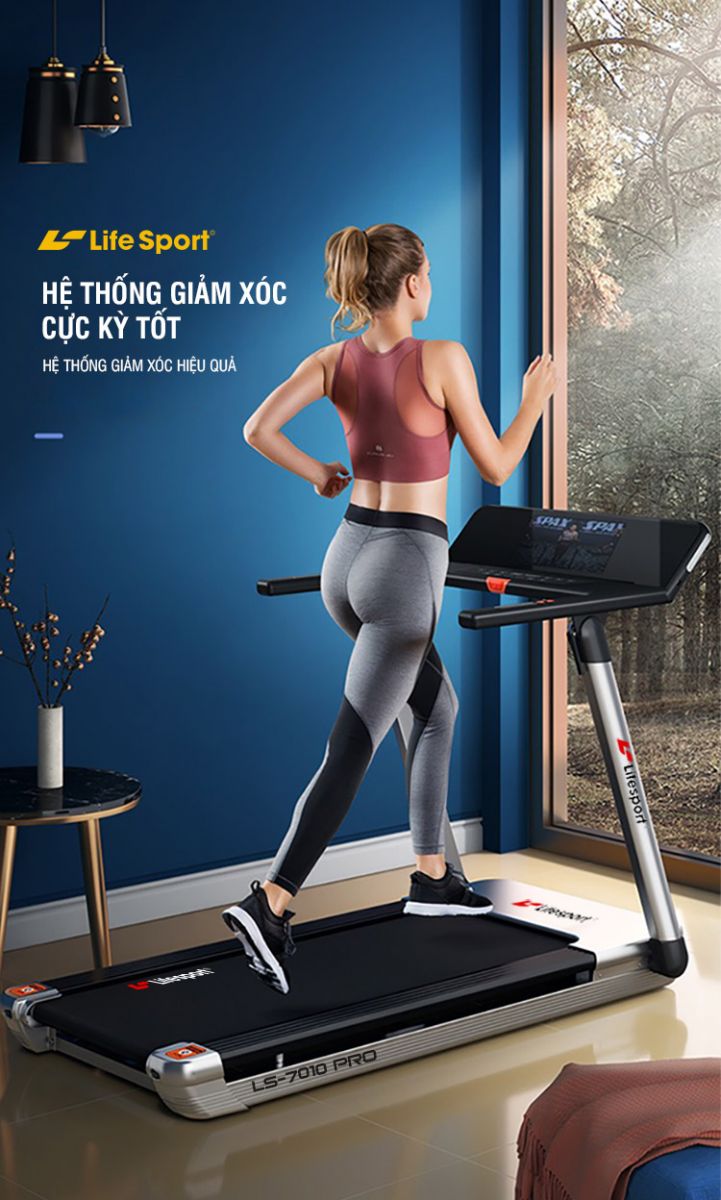 Máy chạy bộ gấp gọn - tiện lợi và siêu tiết kiệm diện tích, giá siêu tốt! Máy chạy bộ Lifesport LS-7010