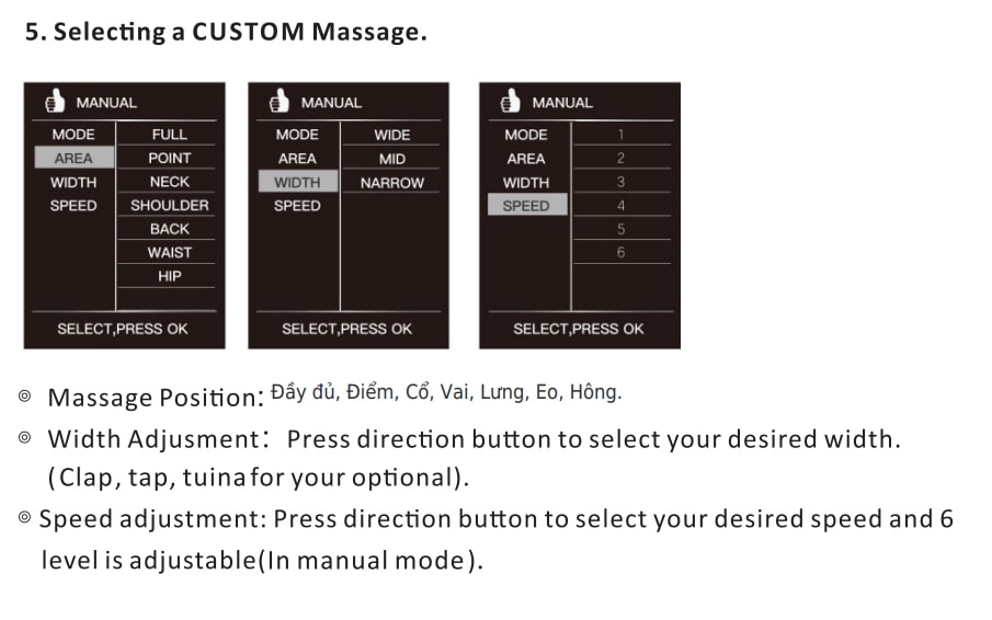 Chế độ massage tùy chỉnh ghế massage Life Sport LS-500