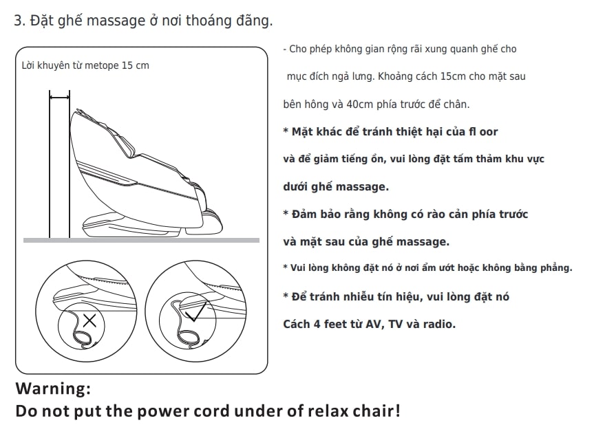 Lưu ý khi sử dụng ghế Massage Life Sport LS-500.
