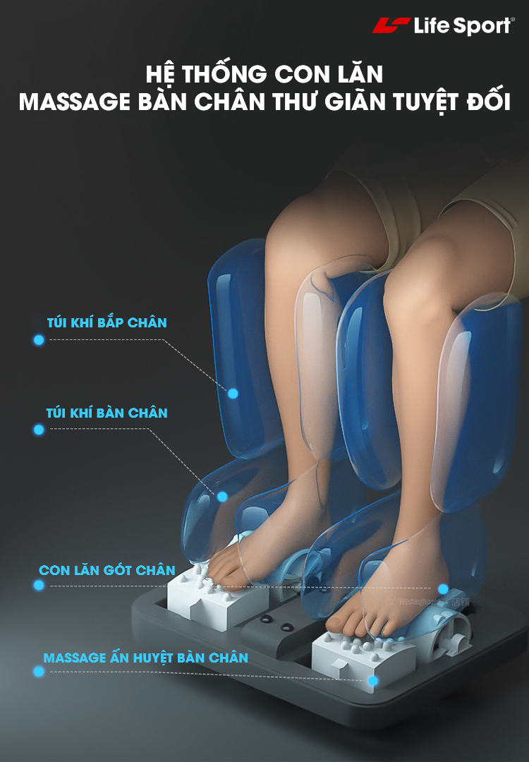 Ghế massage Life Sport LS-599 con lăn massage bàn chân