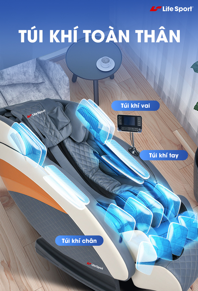 ghế mát xa lifesport 1600 | hệ thống túi khí massage