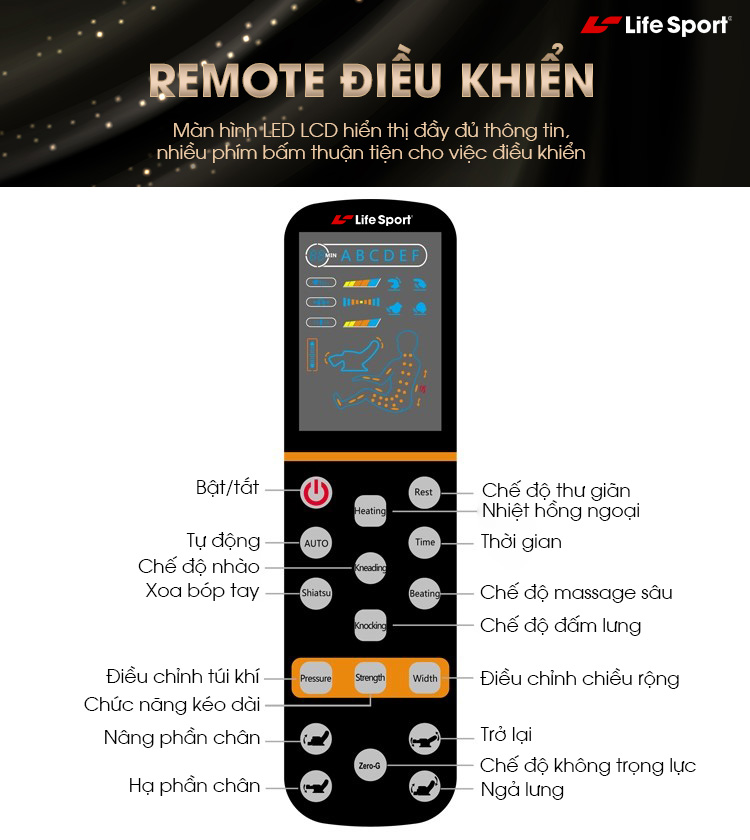 Ghế mát xa lifesport 2200 | remote điều khiển