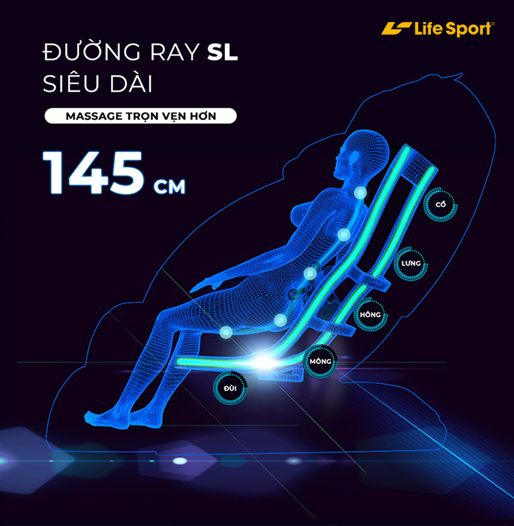 Ghế massage ls 2600 | đường ray sl 145 cm