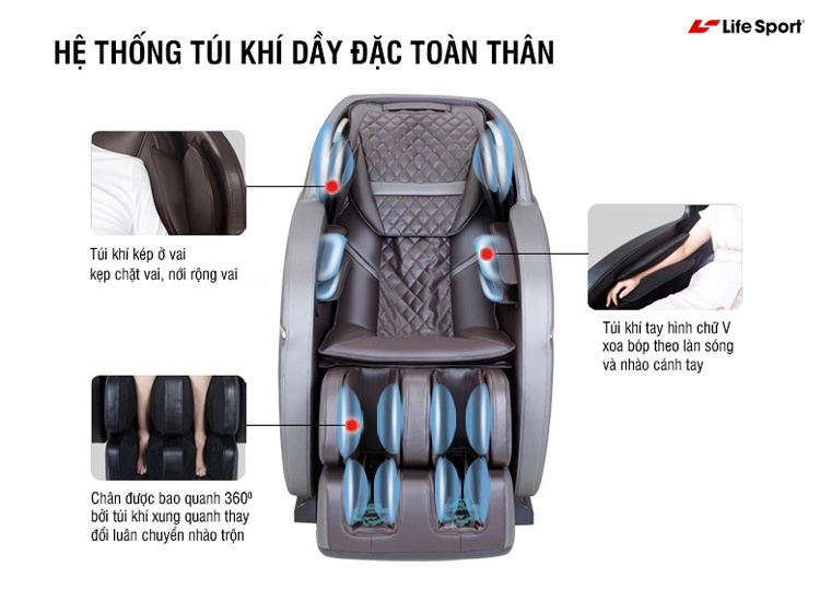 ghế massage ls 2600 | hệ thống túi khí toàn thân