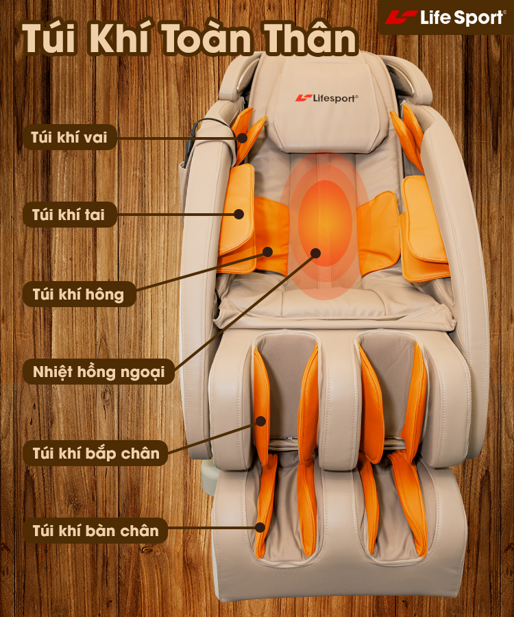 Ghế massage LS-299 với hệ thống túi khí toàn thân 
