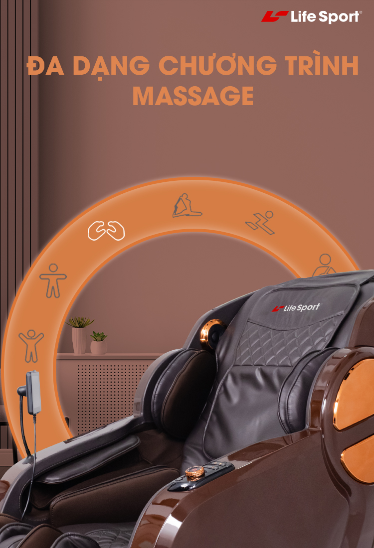 Ghế massage Lifesport LS-750/379 Đa dạng 24 bài massage tự động 