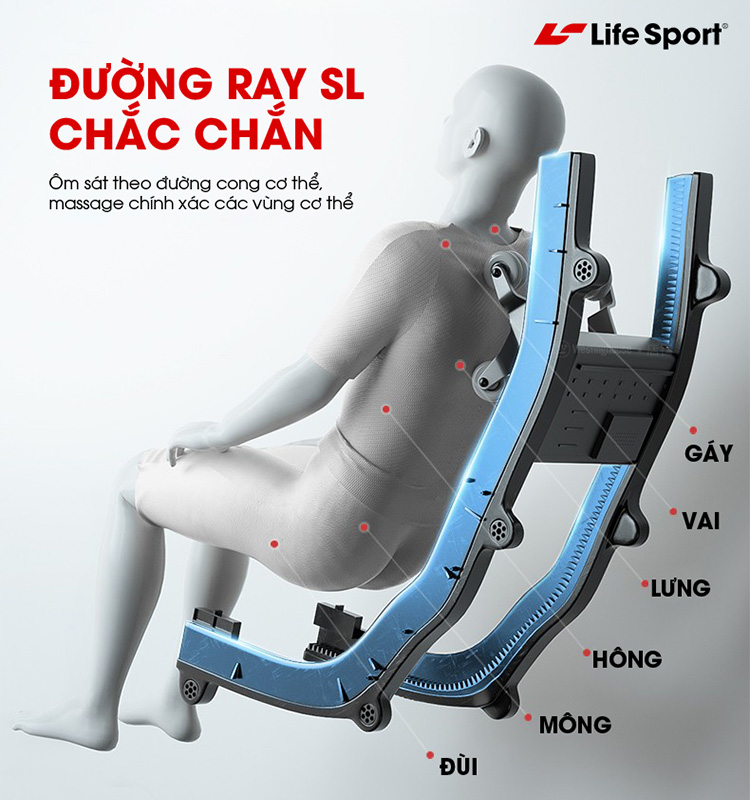 Ghế massage toàn thân Life Sport đường ray SL đỉnh cao