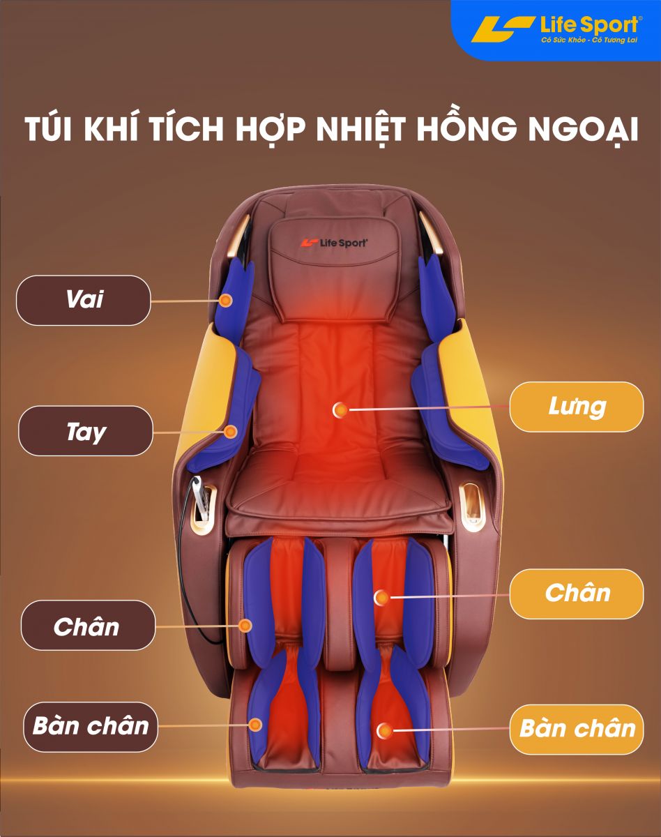 Ghế massage LifeSport LS-911 Túi khí tích hợp nhiệt hồng ngoại