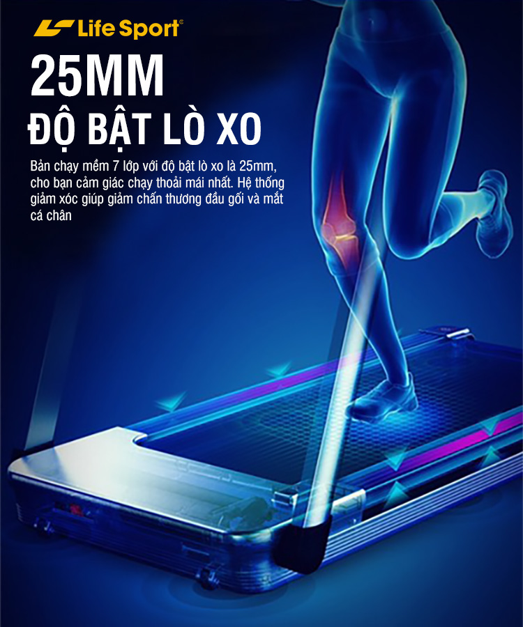 máy chạy bộ điện ls 7010 | độ bật lò xo 25mm