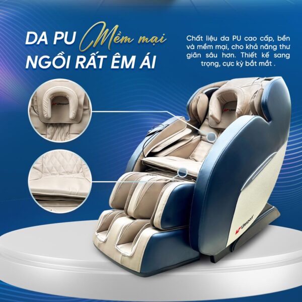 Ghế massage Lifesport LS-2200 với chất liệu da PU mềm mại, ngồi rất êm ái