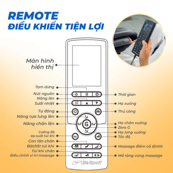Ghế Massage Lifesport LS-699 điều khiển bằng remote tiện lợi