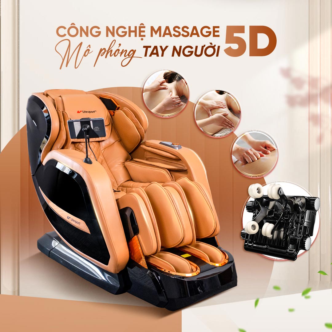 Ghế massage Lifesport LS-799 tích hợp con lăn 5D