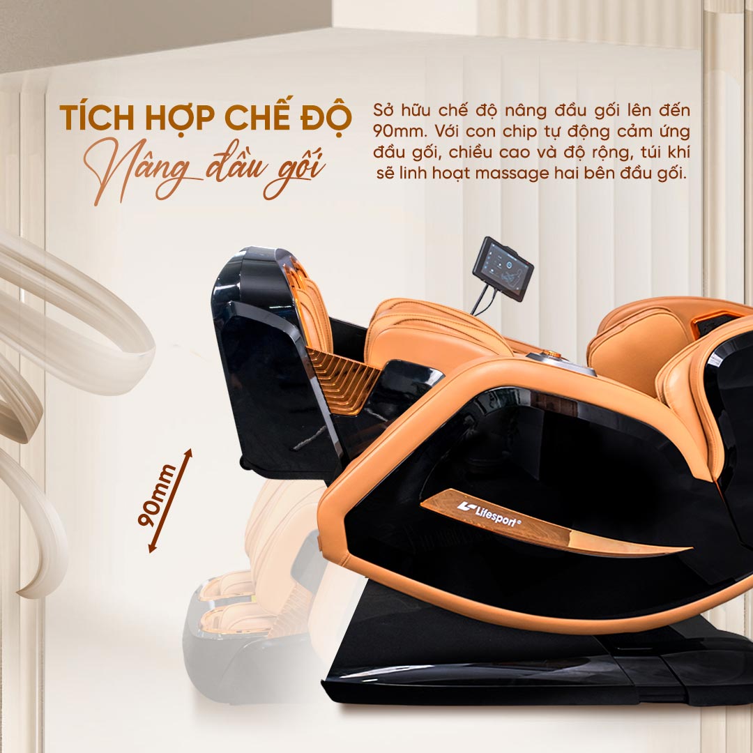 Ghế massage Lifesport LS-799 tích hợp chế độ nâng cao đầu gối