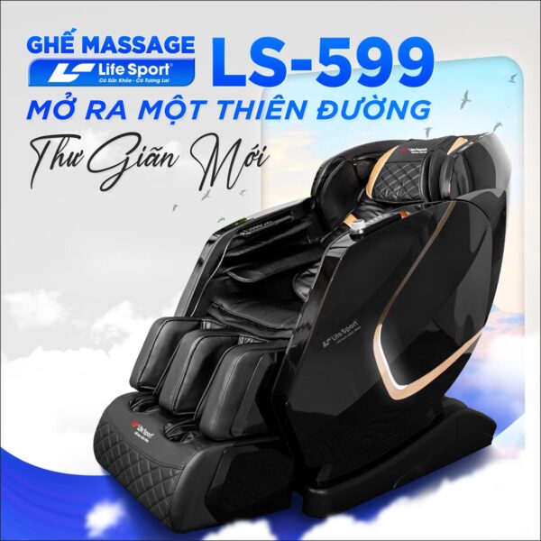 Ghế massage Lifesport LS-599 phiên bản màu đen cực kì sang trọng