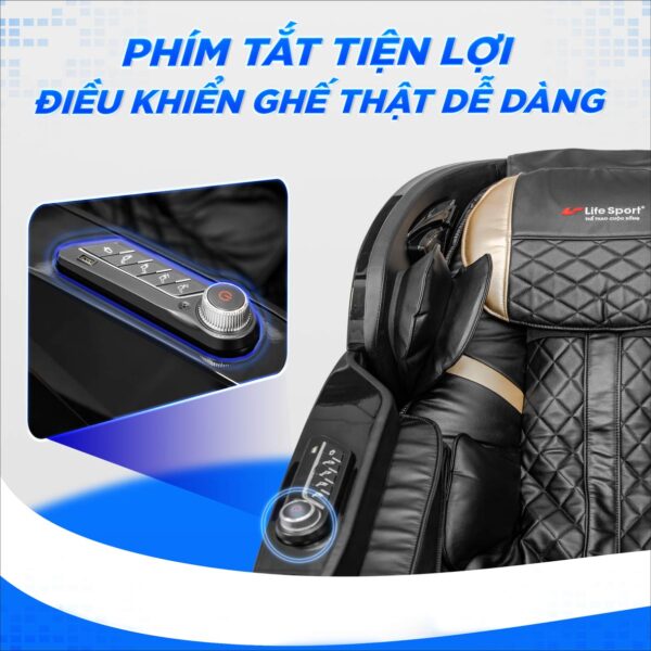 Ghế massage Lifesport LS-599 trang bị phím tắt điều khiển tiện lợi