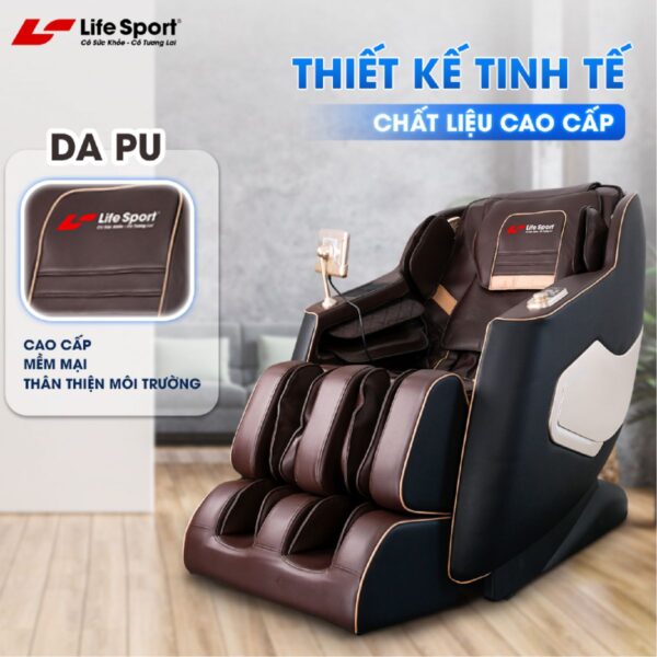 Ghế massage Lifesport LS-666 với thiết kế tinh tế - chất liệu da Pu cao cấp