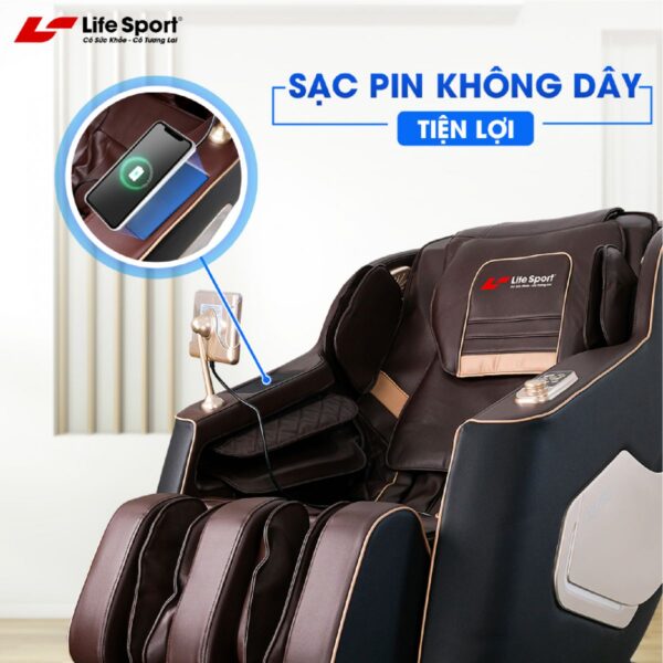 Ghế massage Lifesport LS-666 tích hợp sạc điện thoại không dây tiện lợi