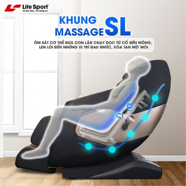 Ghế massage Lifesport LS-666 trang bị khung massage SL ôm sát cơ thể