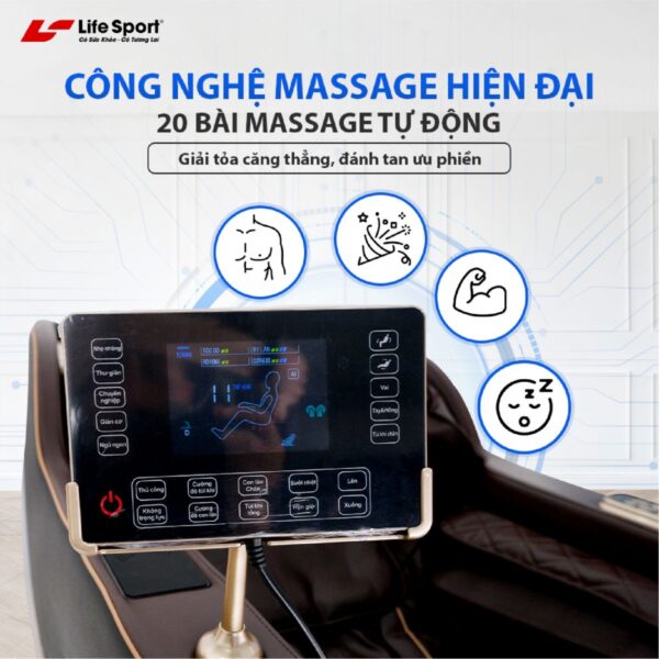 Ghế massage Lifesport LS-666 trang bị 20 bài massage tự động