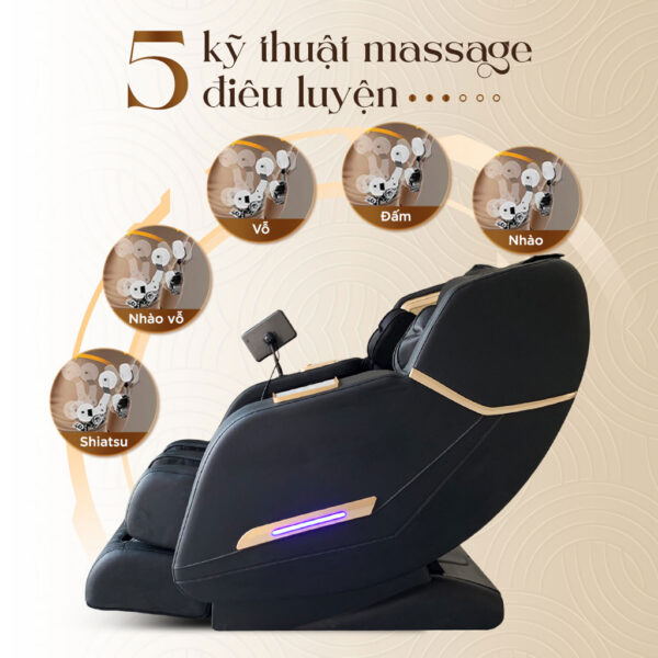 Ghế massage Lifesport LS-678 có 5 kỹ thuật massage điêu luyện