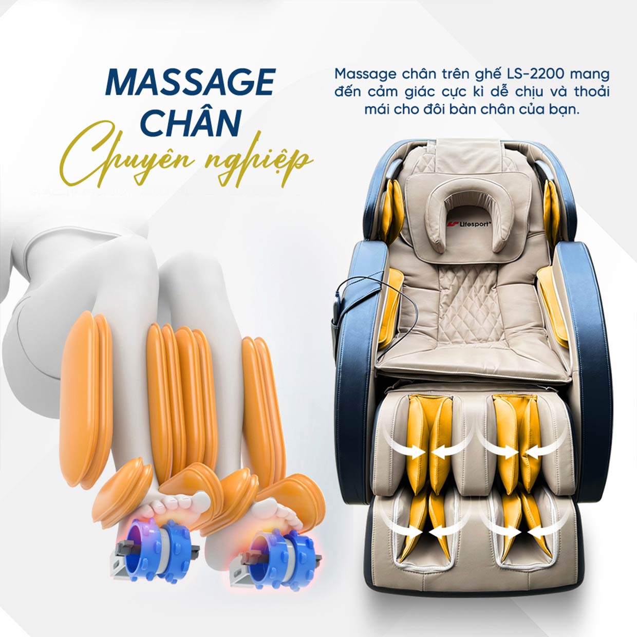 Ghế massage Lifesport LS-2200 massage chân chuyên nghiệp