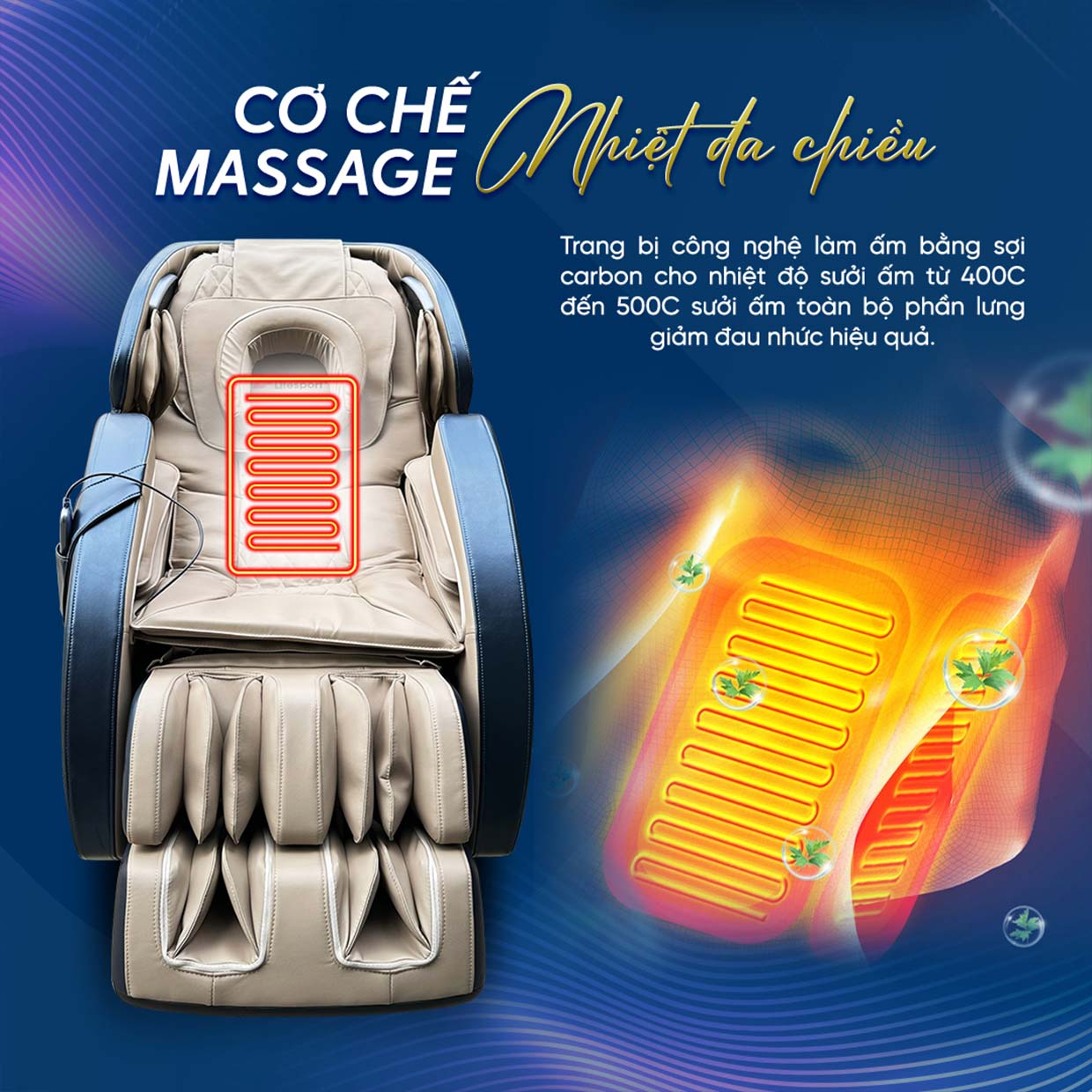 Ghế massage Lifesport LS-2200 có cơ chế massage nhiệt đa chiều
