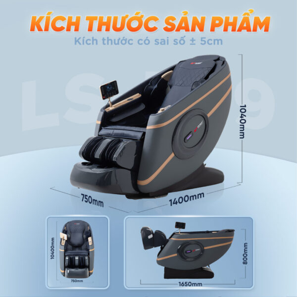 Kích thước sản phẩm Ghế Massage Lifesport LS-339