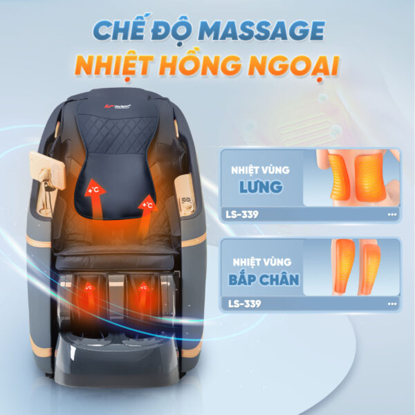 Ghế Massage Lifesport LS-339 có chế độ massage nhiệt hồng ngoại