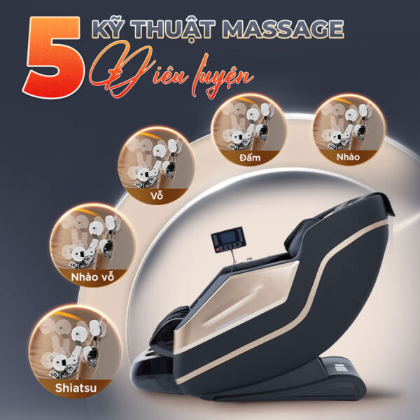 Ghế massage Lifesport Ls-359 trang bị 5 kỹ thuật massage điêu luyện
