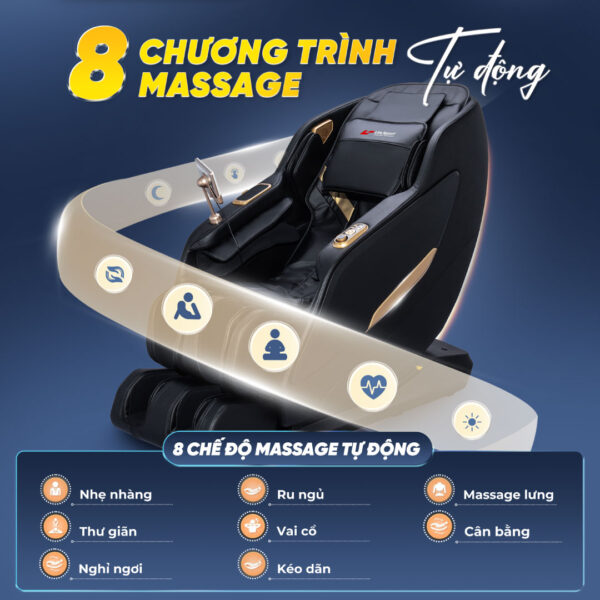 Ghế Massage Lifesport LS-366 có 8 chương trình massage