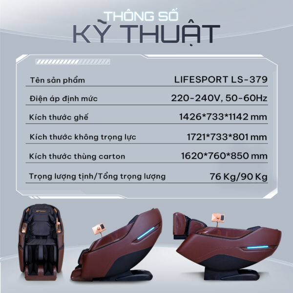 Ghế Massage Lifesport LS-379 - Đen Nâu Ghe massage lifesport ls 379 den nau 18