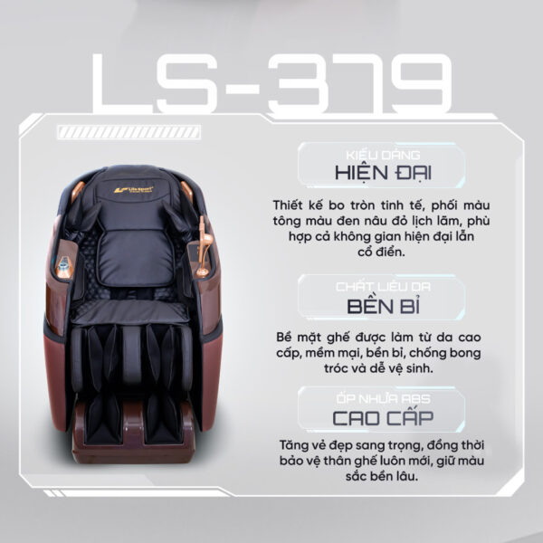 Ghế Massage Lifesport LS-379 - Đen Nâu Đỏ Ghe massage lifesport ls 379 den nau do 3