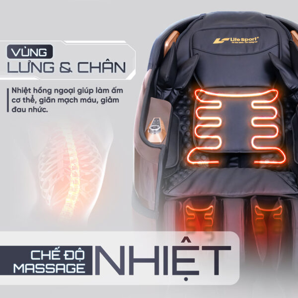Ghế Massage Lifesport LS-379 - Đen Nâu Đỏ Ghe massage lifesport ls 379 den nau do 9
