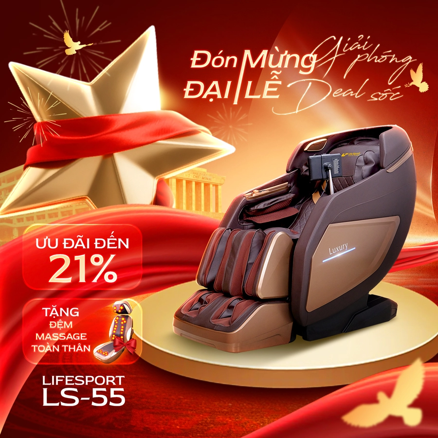 Mua ghế massage LS-55 giảm đến 21% tặng đệm massage toàn thân