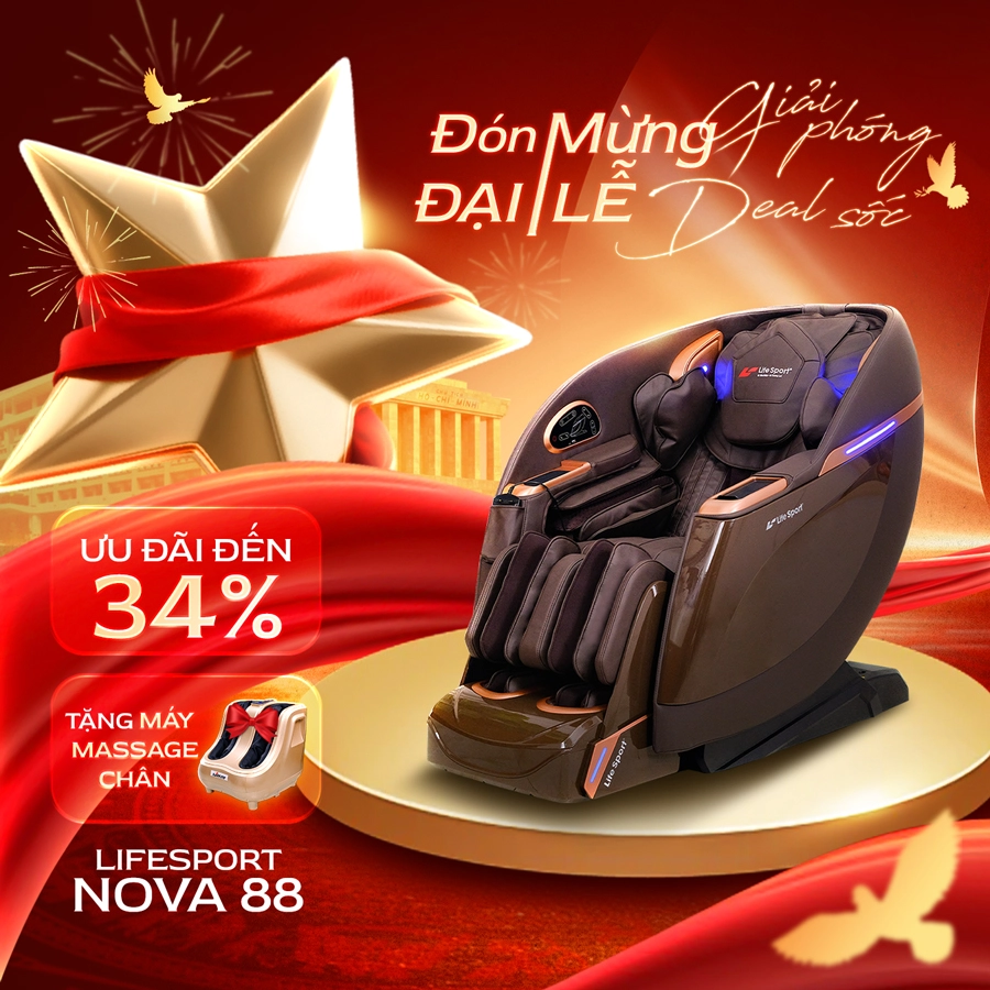 Mua ghế massage LS-Nova 88 giảm đến 34% tặng máy massage chân